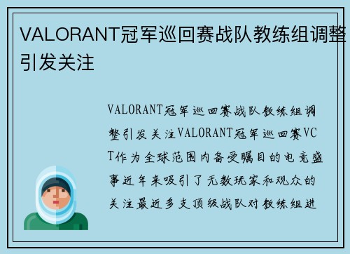 VALORANT冠军巡回赛战队教练组调整引发关注